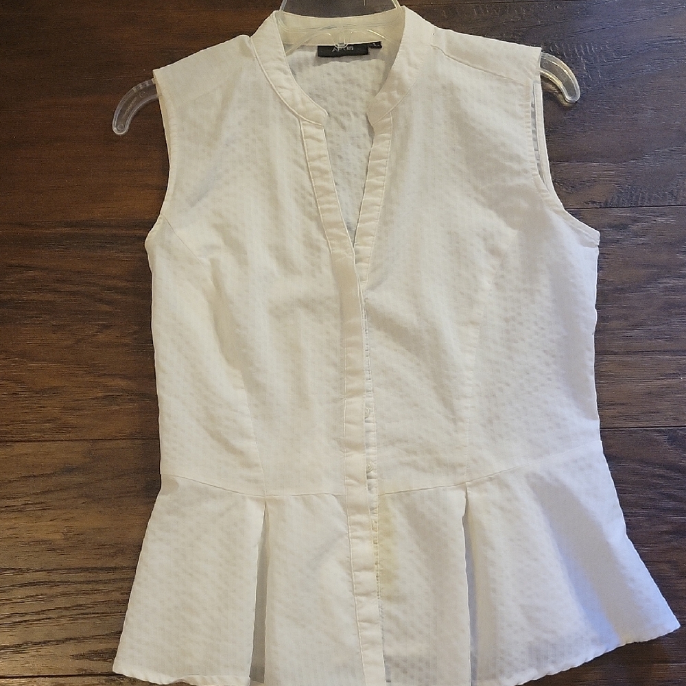 Apt. 9 White Sleeveless Peplum Blouse Size S